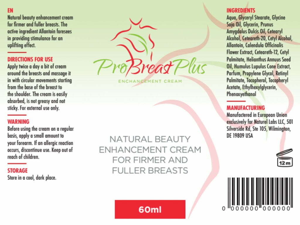 ProBreast Plus Cream etiquette